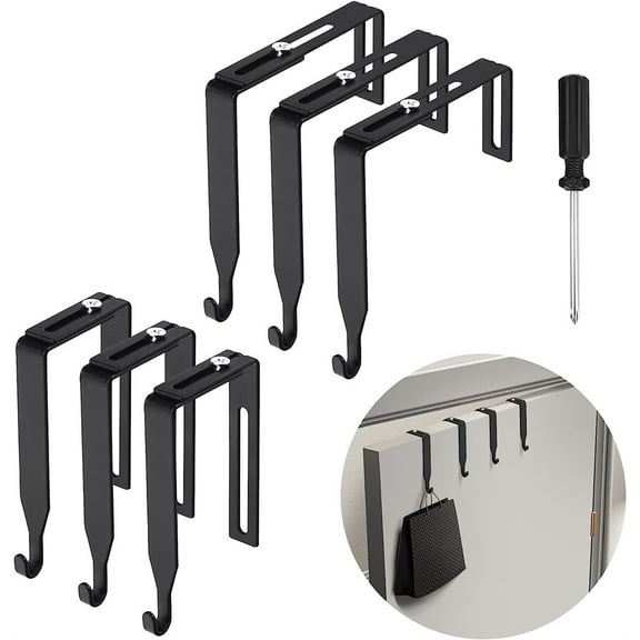 NOGIS 6PCS Adjustable Cubicle Wall Hooks Cubicle Hangers-Metal Partition Hanger with Cross Screwdriver-Cubicle Accessories Over The Door Hook Fit 1.35 to 3.5 In Thick Panels for Wall Panel