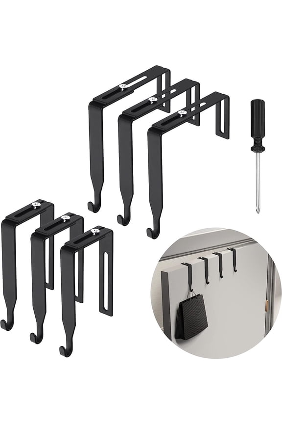 6PCS Adjustable Cubicle Wall Hooks Cubicle Hangers-Metal Partition Hanger with Cross Screwdriver-Cubicle Accessories Over The Door Hook Fit 1.35 to 3.5 In Thick Panels for Wall Panel