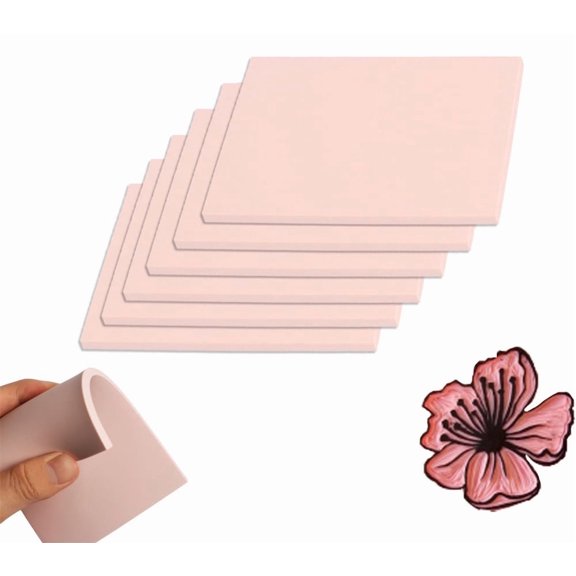 NOGIS 6pcs 4" x 6" Linoleum Blocks for printmaking Easy to Carve Rubber Carving Block Material Versatile Crafting Supplies for DIY Projects Scrapbooking Card Making and Art DesignsPink