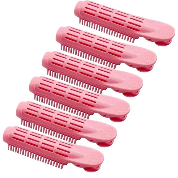 NOGIS 6pcs Volumizing Hair Root Clip - Natural Fluffy Hair Root Clip,Self Grip Root Volume Hair Curler Clip Naturally Diy Curler Fluffy Clamps Rollers Hair Styling Tool (6pc, Pink)