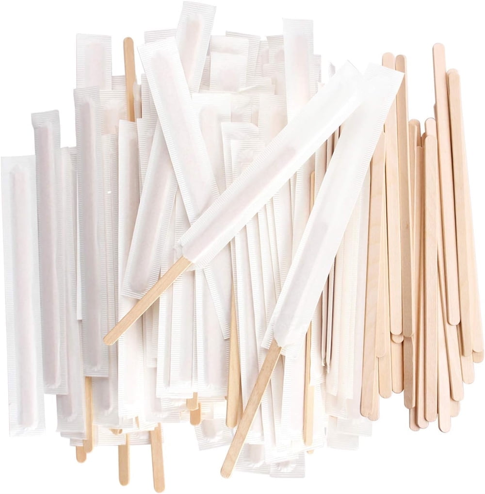 NOGIS 7.5 Inch 200 Pcs Paper Wrapped Coffee Stirrers, Individually ...