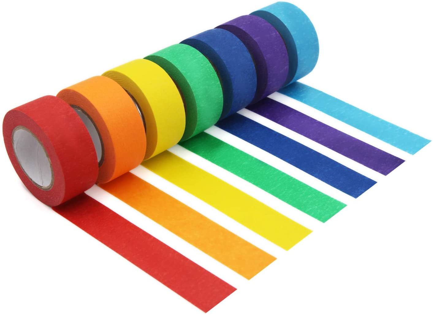 NOGIS 7 Rolls Colored Tape Rainbow Tape Writable Masking Tape Set with 7  Assorted Colors for Craft, DIY, Color Coded, 1 Inch x 16 Yards