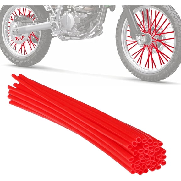 NOGIS 72PCS Dirt Bike Spoke Skins Covers Motorcycle Wheel Wraps Pipe Universal for 8"-21" Rims for Dirt Bike, Motocross, Bike, Bicycle, Wheelchair, Motorcycle Decoration Protector (Red)