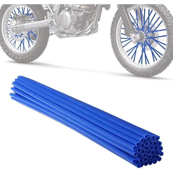 NOGIS 72PCS Spoke Skins Covers, Motorcycle Wheel Spoke Rims Decoration Protector, Dustproof Bicycle Pipe Trim Protective Wrap Accessories, Universal for Dirt Bike, Wheelchair and More (Blue)