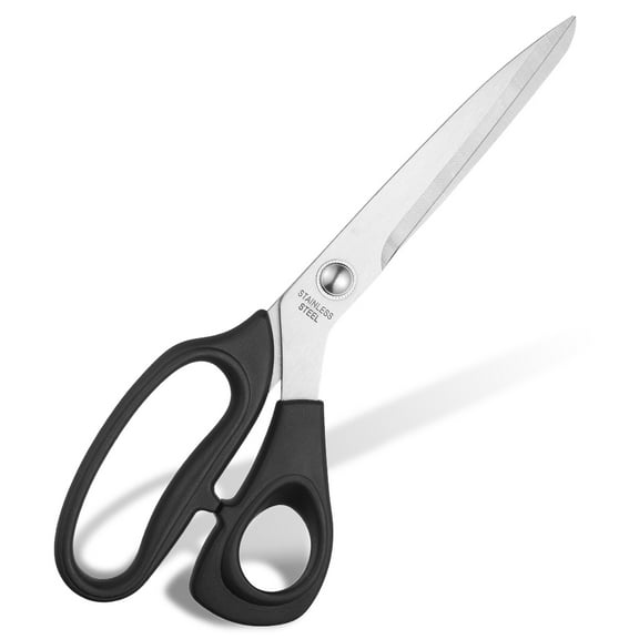 NOGIS 8 Inch Heavy Duty Scissors for Office, Langmingde All Purpose Stainless Steel Sewing Scissors with Comfort Grip for Fabric Cutting Cardboard Leather Carpet, Black