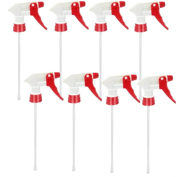 NOGIS 8 Pack Universal Spray Bottle Replacement Nozzle, Mist & Stream Trigger Sprayer for 16oz 24oz 32oz Bottles, Heavy Duty Mister Head Part for Cleaning Solutions (Red)