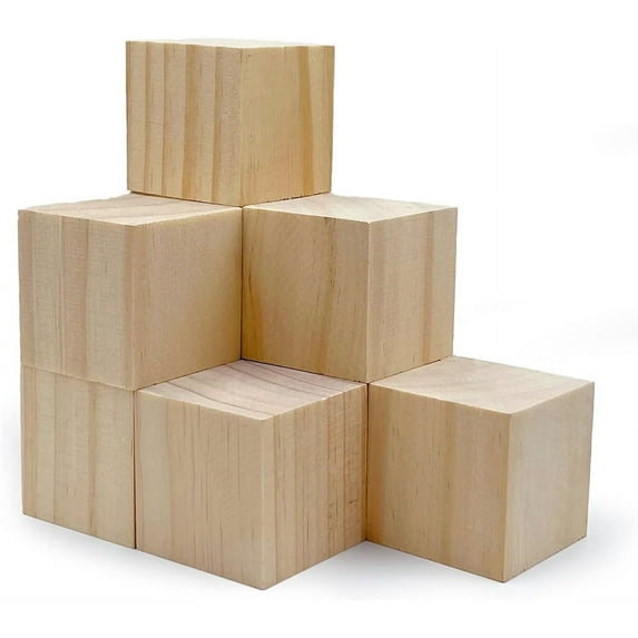 NOGIS 8 Pcs 2 Inch Wooden Blocks Unfinished Wooden Blocks for Crafting Plain Wooden Block for Craft Natural Craft Wood Square Blank Wooden Craft Cube for Art and Craft DIY Project Baby Showers