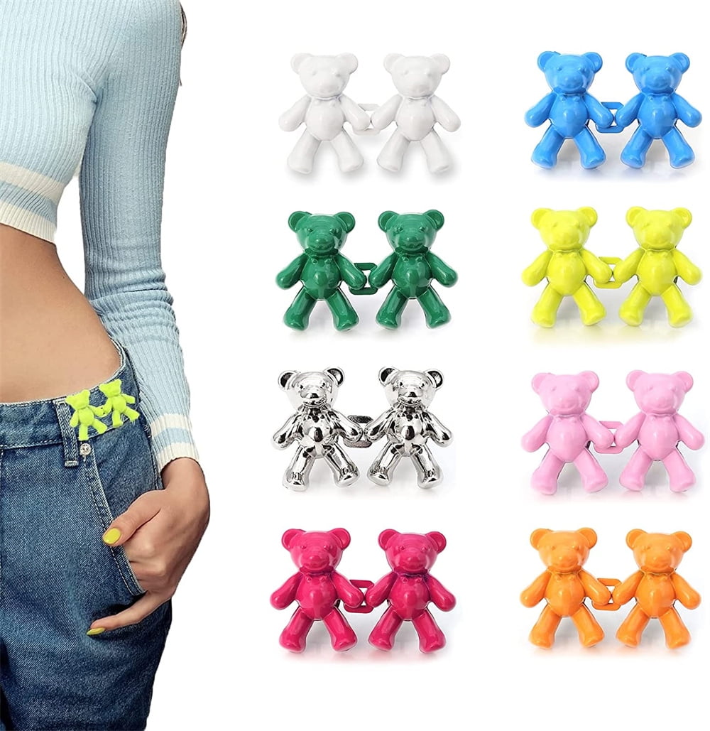 8 Pcs Pant Waist Tightener Jean Buttons for Loose Jeans Reusable Waist  Tightener Adjuster Metal Jean Clips Pin Brooch for Clothing Dresses Women