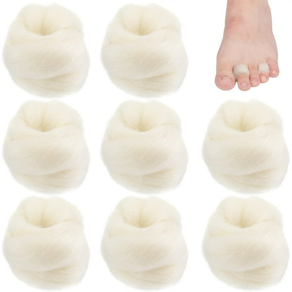NOGIS 8 Pcs Lambs Wool for Toes Soft Feet Cushion Toe Separator Lambs Wool Corn Cushion Pads Blister Prevention Bunions Callus Remover Cushions Hammer for Shoes or Feet