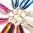 thumbnail image 1 of NOGIS 8 Pcs Rainbow Ribbon Wooden Waldorf Toys Creative Waldorf Hand Kite Set Streamers with Wood Ring Sensory Learning Educational Toy for Playroom Dancing Birthday, 1 of 7