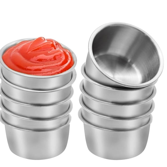 NOGIS 8 Pcs Small Sauce Cups, Ramekin Sauce Dipping Bowl 60ML Mini Sauce Cups Pudding Condiment Cups for Home Party Restaurant (Silver)