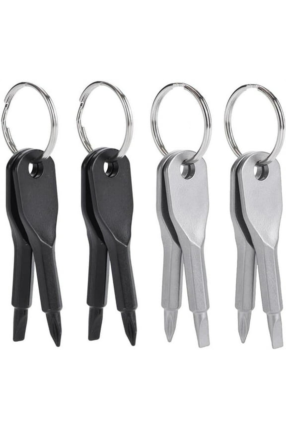 8 Pieces Pocket Keychain Screwdrivers, Key Chain Flathead & Phillips Screwdriver Set Portable Mini Screwdriver Repairing Tool with Keyring - Black & Silver