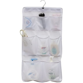 NOGIS 8 Pockets Mesh Shower Organizer Hanging Caddy with Rotating Hanger Quick Dry Bathroom Storage1 Curtain Rings