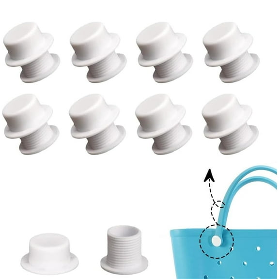 NOGIS 8 Sets Screw Rivets Replacement for Beach Tote Bag Handles Straps Buttons Rubber Beach Bags Replacement Buttons Accessories Inserts Repair Rivets Buckle for Simply Southern Bags (White)