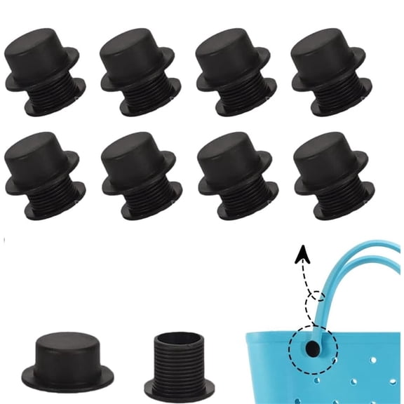 NOGIS 8 Sets Screw Rivets Replacement for Beach Tote Bag Handles Straps Buttons Rubber Beach Bags Replacement Buttons Accessories Inserts Repair Rivets Buckle for Simply Southern Bags (Black)