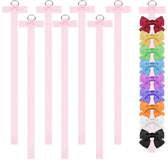 NOGIS 8Pcs Bow Holder Hair Bow Organizer, Hair Clips Storage Bow Holder for Girls Hair Bows, Baby Headband Hair Accessories Organizer Display Wall Hanging for Nursery Decors(Pink)