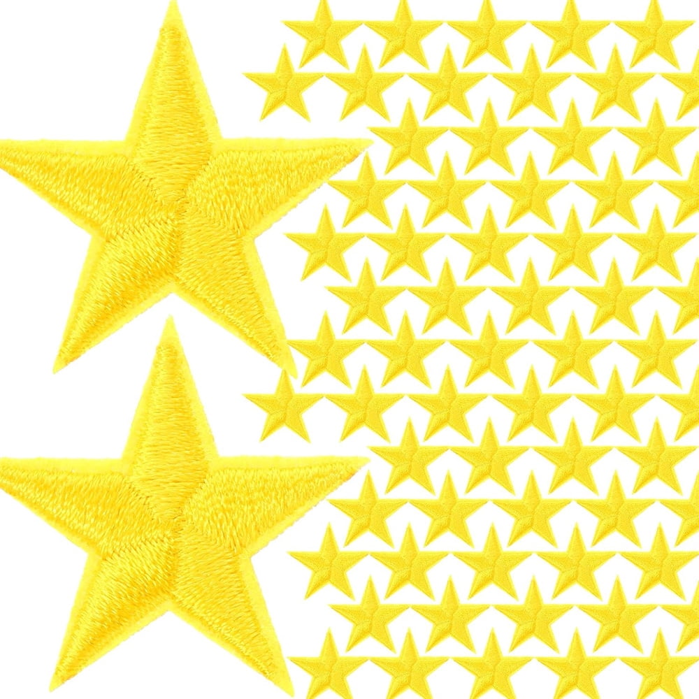 NOGIS 90 Pcs Gold Star Iron on Patch, 1.2 Inch Sew on Star Embroidered ...