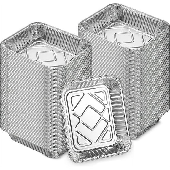 NOGIS 9x13 Disposable Aluminum Foil Pans 200 Pack Large Baking Pan Trays - Heavy Duty Tin Tray Half Size Chafing Dishes. Food Containers for Roasting, Cooking, Heating or Steam Table