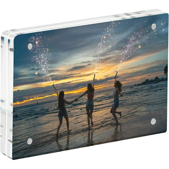 NOGIS Acrylic Picture Frame, 4x6 Acrylic Picture Frames, Frameless Clear Frame Double Sided Magnetic Frame, Free Standing Desktop Display Stand Acrylic Frames