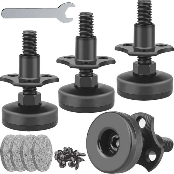 NOGIS Adjustable Leveling Feet Furniture Levelers Table Feet Heavy Duty Leg Levelers for Cabinets Sofa Tables Chairs,Support 1320LBs, T-Nut Kit 3/8-16 Thread, Large Base- 4 Pack, Black