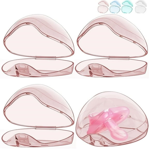 NOGIS Baby Pacifier Holder Case for Diaper Bag| 4 Pack Binky Holder Case Pacifier Cover Pouch Organizer Bag| Travel Cases| Universal Accessories Holders| BPA Free (Pink)
