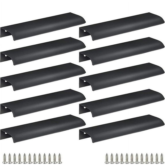 NOGIS Back Mount Finger Edge Pull 150mm/5.9", Aluminum Hidden Handle Concealed Tab Pulls for Home Kitchen Living Room Door Drawer Cabinet (10Pcs, Black)