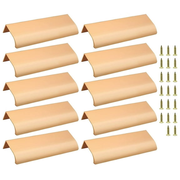 NOGIS Back Mount Finger Edge Pull 150mm/5.9", Aluminum Hidden Handle Concealed Tab Pulls for Home Kitchen Living Room Door Drawer Cabinet (10Pcs, Gold)