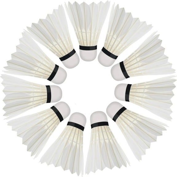 NOGIS Badminton Birdie, 12 Pack Duck Feather Badminton Shuttlecocks with Great Stability & Durability, High Speed Sports Training Badminton Balls for Indoor Outdoor Game (Milky White)