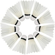 NOGIS Badminton Birdie, 12 Pack Duck Feather Badminton Shuttlecocks with Great Stability & Durability, High Speed Sports Training Badminton Balls for Indoor Outdoor Game Milky White