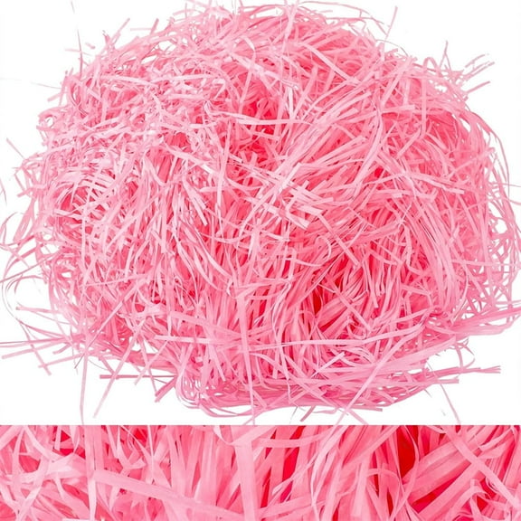 NOGIS Basket Grass,Crinkle Cut Tissue Paper for Easter Gift Box Wrapping Packing Filling,Recyclable DIY Craft Basket Shred Confetti Raffia Paper Filler, 100g Party Decoration(Pink)