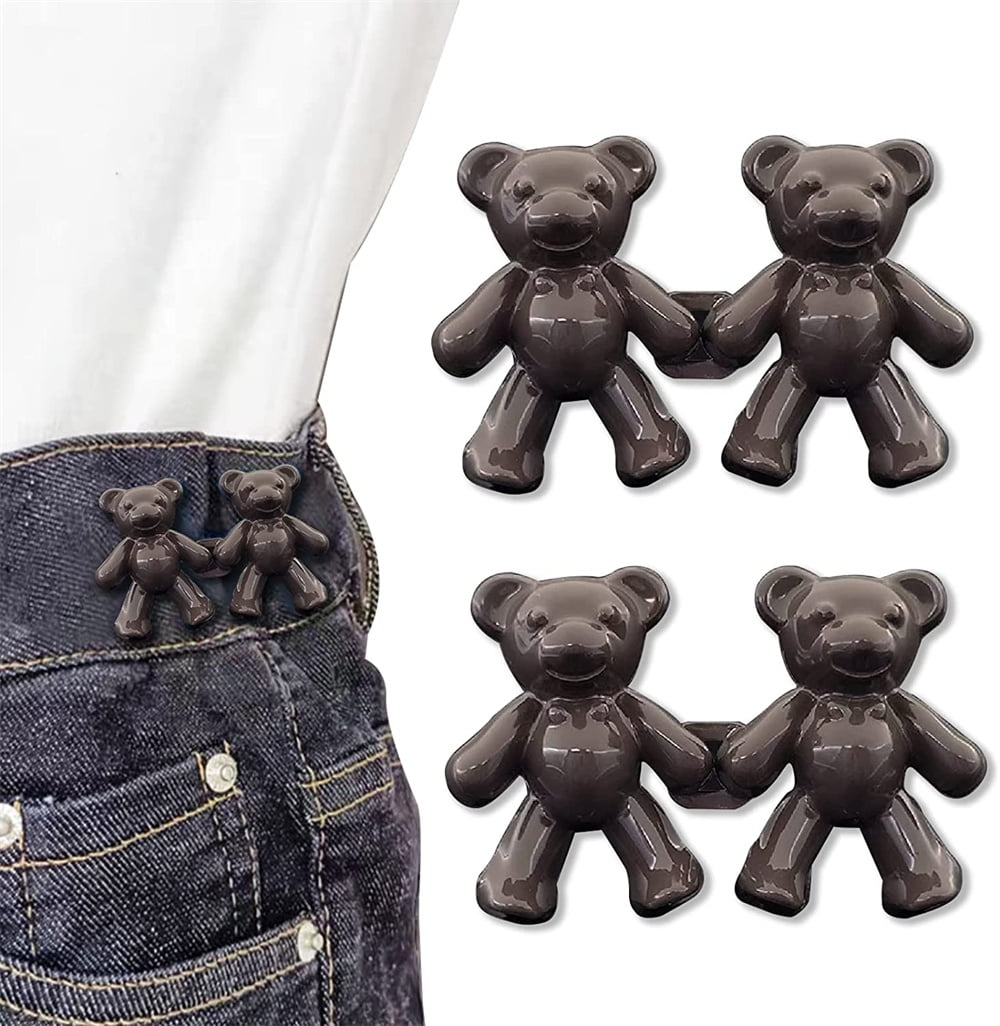 NOGIS Cute Bear Button Pins for Jeans, No Sew and No Tools Instant Pant  Waist Tightener, Adjustable Jean Buttons Pins for Loose 2 Sets Button  Replacement Pant Clips for Waist Buckle (Gold) 