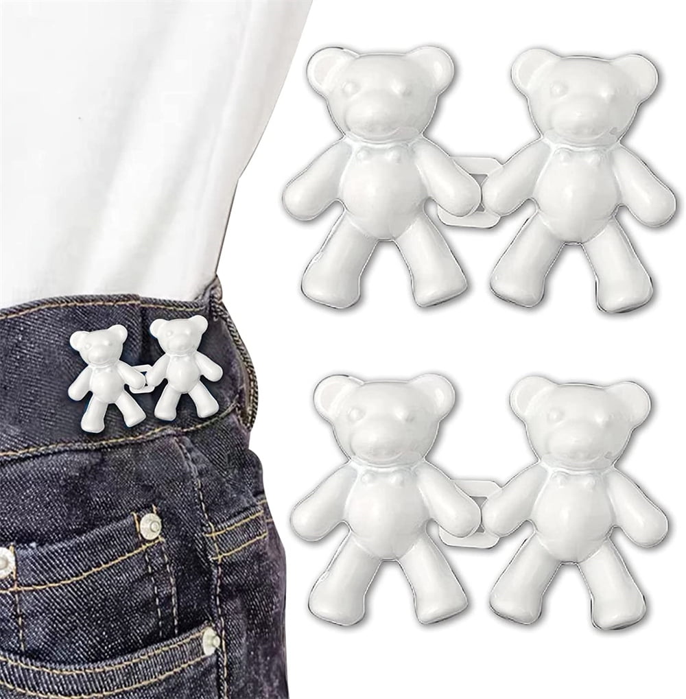 Jean Waist Tightener Clips, 3 Pairs Adjustable Bear Buttons Pins Sets for  Tightening Pants and Skirts, 6 Pack Flexible Button Extenders for Jeans