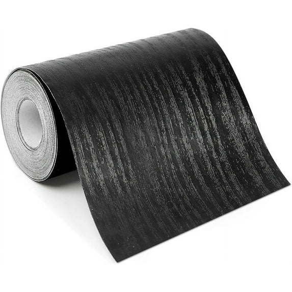 NOGIS Black Wood Grain 3D 5M Wallpaper Border Peel & Paste Plastic Wall Covering Kitchen Bathroom Bedroom Tiles Decor Sticker,4 Inch by 16.4 Feet
