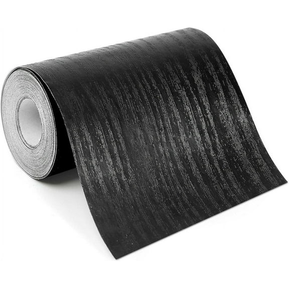 NOGIS Black Wood Grain 3D 5M Wallpaper Border Peel & Paste Plastic Wall Covering Kitchen Bathroom Bedroom Tiles Decor Sticker,4 Inch by 16.4 Feet