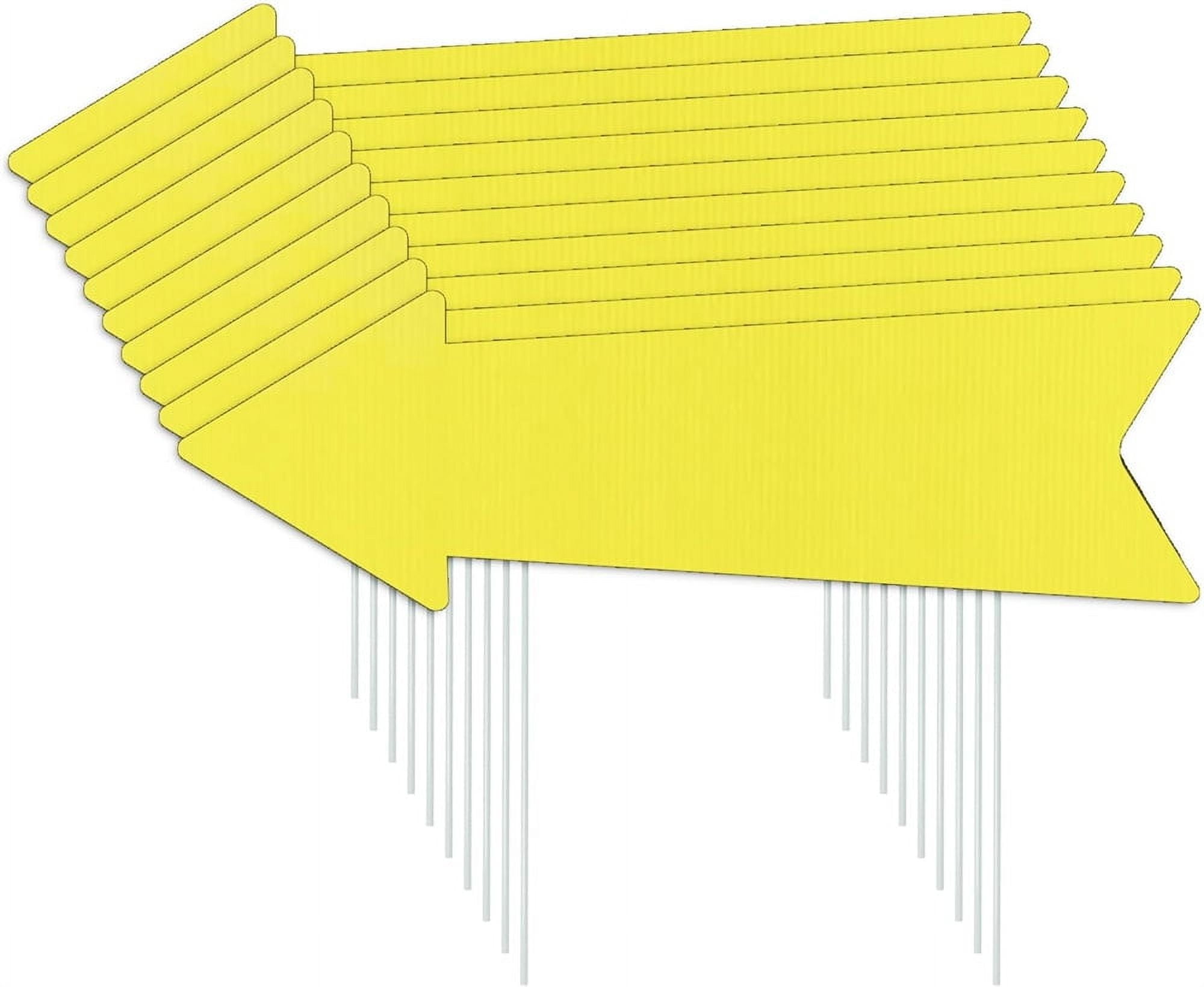 NOGIS Blank Arrow Signs with Stakes, 16" x 5" Wedding Directional Arrow Yard Sign, Wedding This Way Sign, Birthday Party Signs for Party Decorations, Yard Garage Sale Signs, Guidepost-10Pcs
