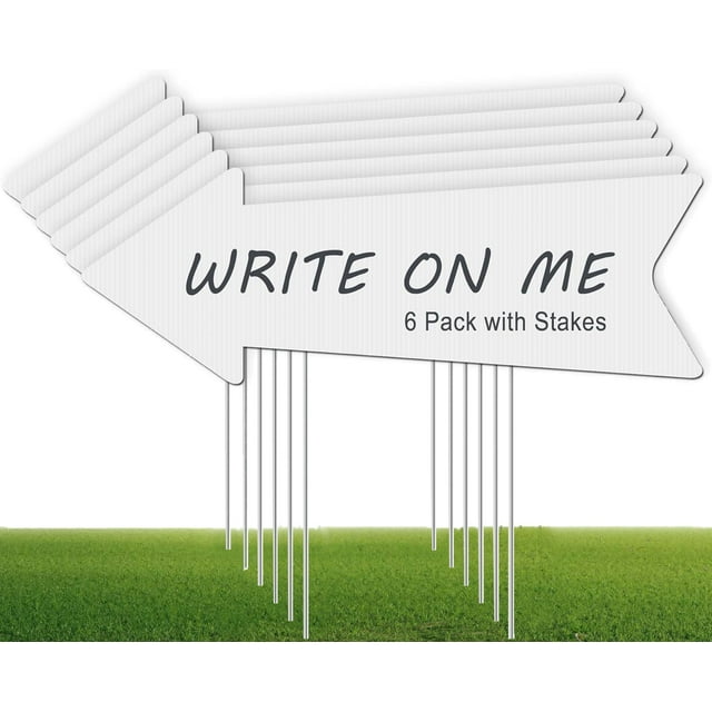 GIXUSIL 6 Pcs Arrow Signs 17 X 6 Inches Blank Arrow Yard Signs With Stakes Wedding This Way Sign Directional Yard Signs Arrows Include 12 Pcs Sign Stakes For Ceremony Birthday Party
