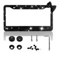 thumbnail image 1 of NOGIS Bling License Plate Frames Stainless Steel, Bedazzled Sparkly Rhinestone Crystal Handcrafted Frame, Men, Party, Birthday Gift for Father's Day, with Screw Caps (Black&Black-Bow), 1 of 6