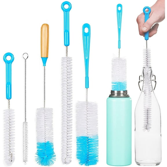 NOGIS Bottle Brush Cleaner 5 Pack, Cleaning Brushes for Baby Bottles, Water Bottles, Straws, Tumblers, Wine Decanters and Flask - Kitchen Supplies