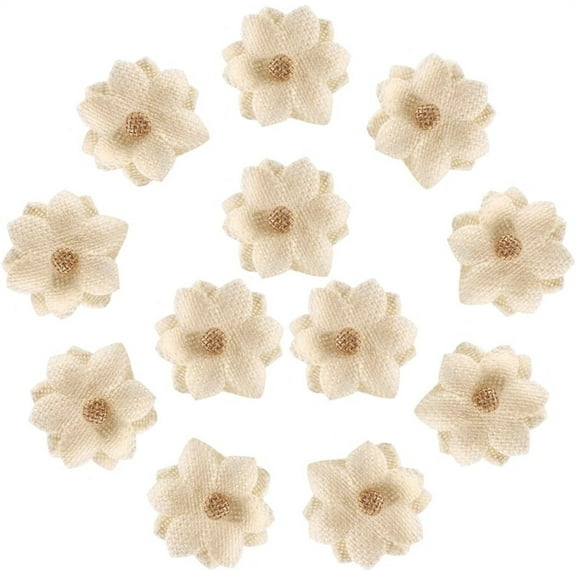 NOGIS Burlap Flower 12PCS Handmade Natural Jute Water Lily Flowers Flatback for DIY Craft Wedding Decoration Floral Crafts Making -Beige