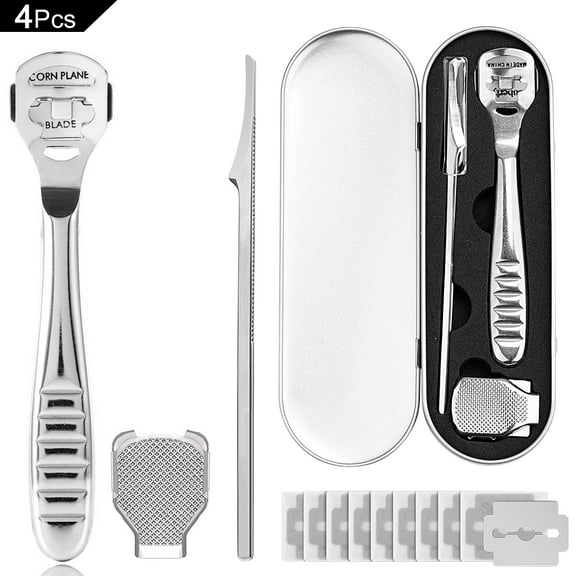 NOGIS Callus Shaver Sets, Foot Care Kit Stainless Steel Foot Rasp Peel Scrubber Callus Shaver Scraper Tool Manicure and Nail Toenail Clipper Foot Care Set