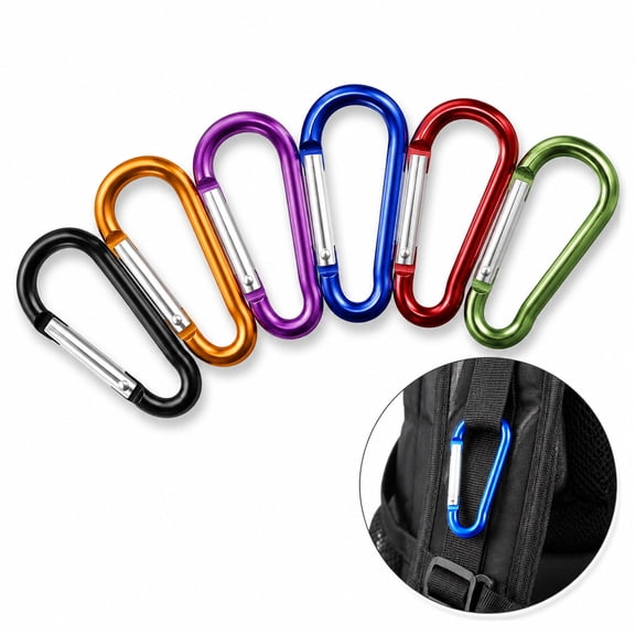 NOGIS Carabiner Clip 2.6" Aluminum D-Ring Spring Loaded Gate Small Keychain Carabiners Clip Set for Outdoor Camping Mini Lock Hooks Spring Snap Link Key Chain Durable Improved Design 6 Pack