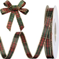 NOGIS Christmas Gingham Ribbon 0.4 Inch 25 Yards Gold Red and Green Checkered Buffalo Plaid Ribbon for Christmas Crafts Wreath Tree Decor Gift Wrapping Bow Making and Home Party Decor