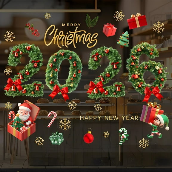 NOGIS Christmas Window Clings Window Decals Holiday Decorations 2026 Christmas Decorations for Home for Xmas Winter Party Office Decoration