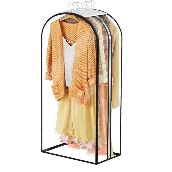 NOGIS Clear Garment Bags for Hanging Clothes, Gusseted Garment Covers for ClosetStorage, 40"Long Hanging Plastic Clothes Cover for Coat, Dress, Fur, Keep Clothes Neat and Tidy,Excluding Hangers