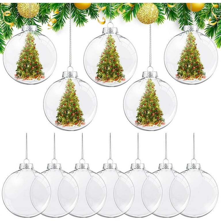 12 Pcs 3.15 Inch Christmas Clear Ornaments for Crafts Fillable Christmas  Clear Ornament Discs Plastic Balls Ornaments Flat Christmas Balls Ornaments