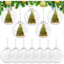 NOGIS Clear Plastic Flat Disc Ornaments 3.15 inch DIY Transparent Fillable Ornaments Balls Christmas Hanging Ornaments Christmas Tree Decor Holiday Craft Tree Decorative (Flat, 12 Pcs)