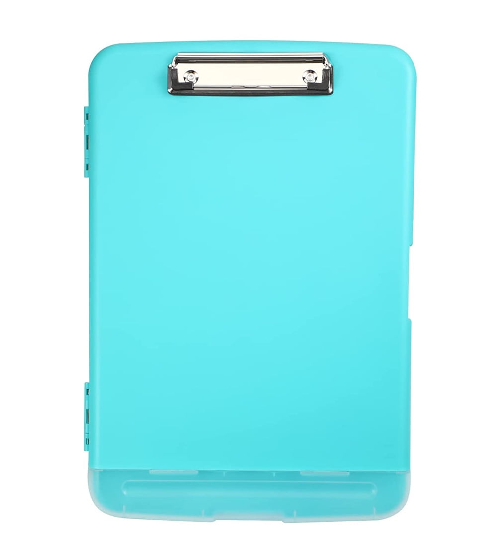 NOGIS Clipboard with Storage, Portable Office Clipboard Storage Box, Size 14.2 x 9.6 x 1.2 Inches, Side Opening, Heavy Duty Clips, Clipboard for Contractor Teacher Office Classroom Supply,Blue
