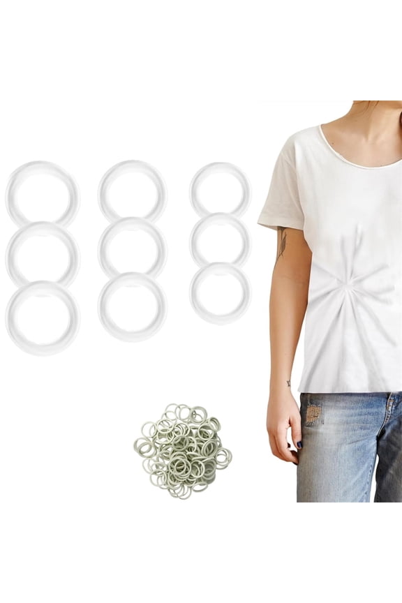 Clothing Cinch Clips - Invisible Clothing Accessory for Cinch Shirts, Dresses, Skirts and Scarves,Set Includes 9 Rings (3 Sizes) + 50 Rubber Bands