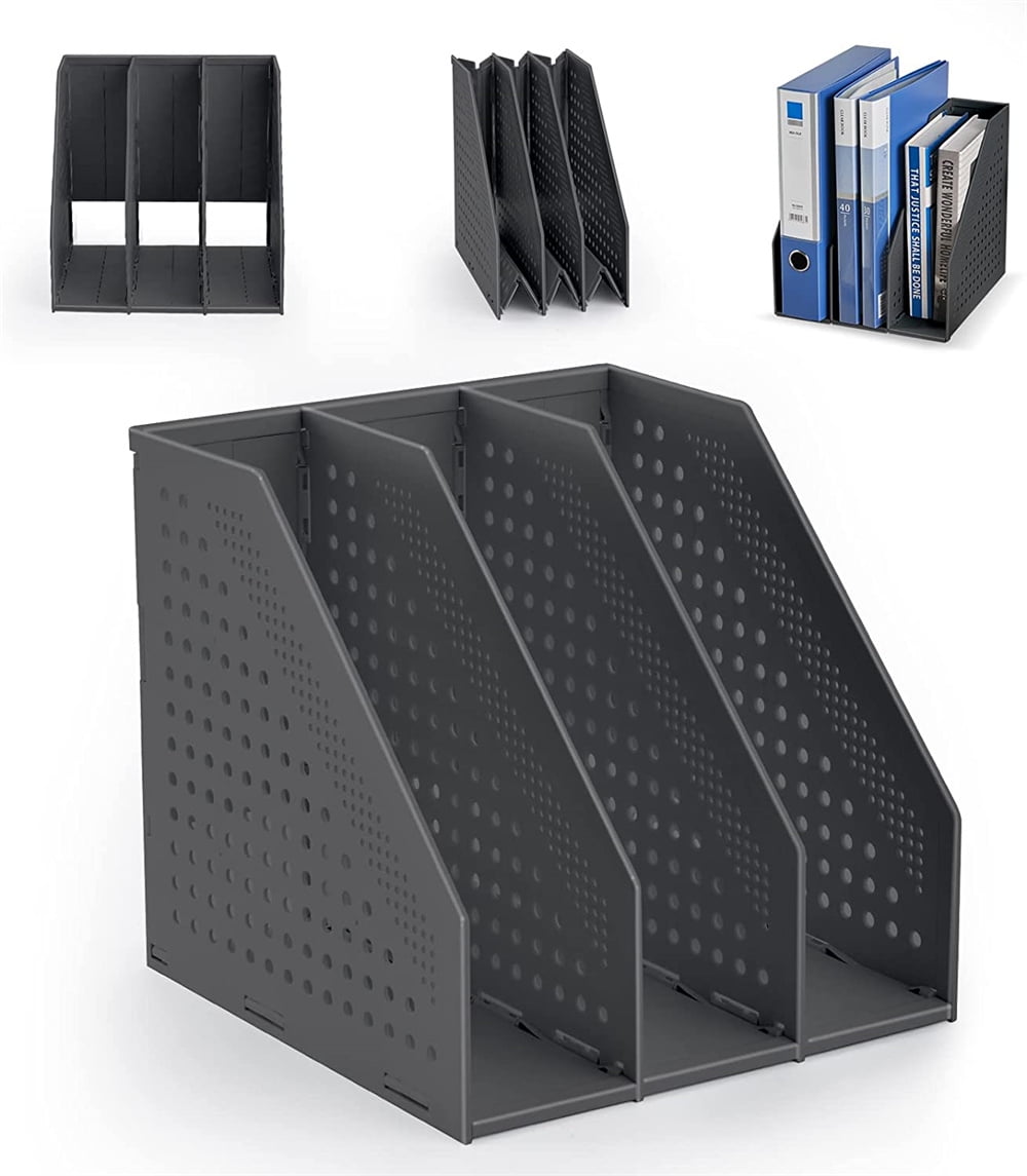 NOGIS Collapsible 3 Compartment Magazine Holder Desktop Adjustable