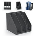thumbnail image 1 of NOGIS Collapsible 3 Compartment Magazine Holder Desktop Adjustable Sturdy File Dividers Document Cabinet Rack Display (Dark Gray), 1 of 7